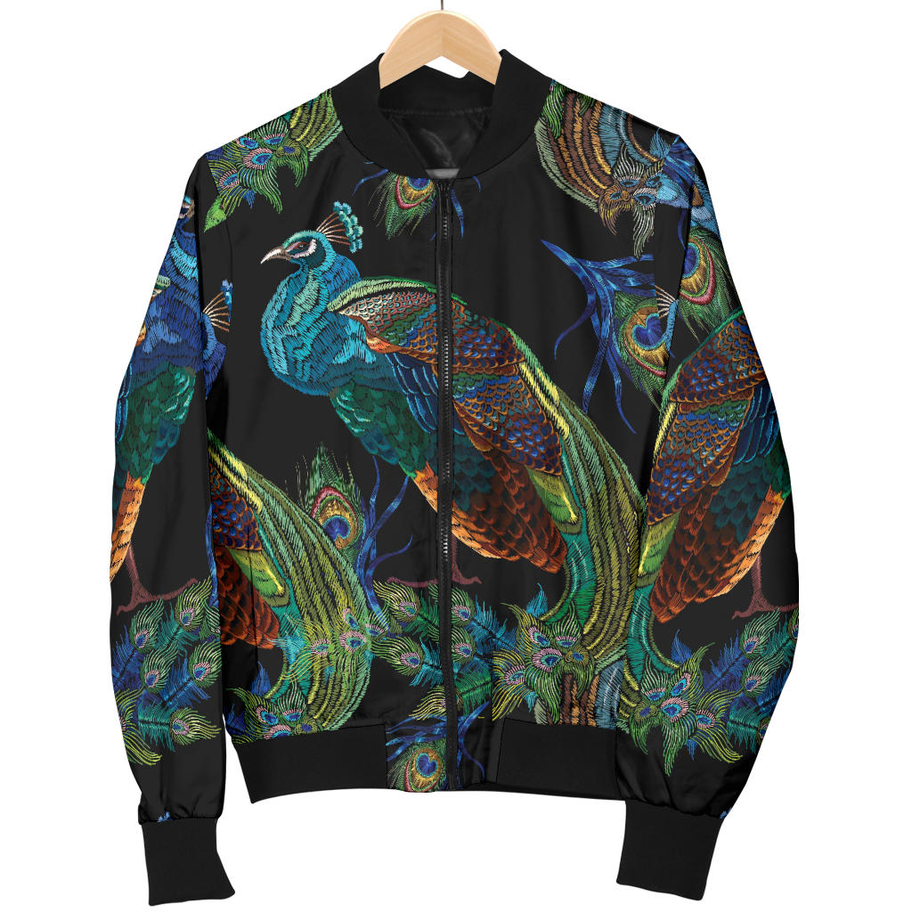 Peacock Pattern Print Design A04 Men Bomber Jacket