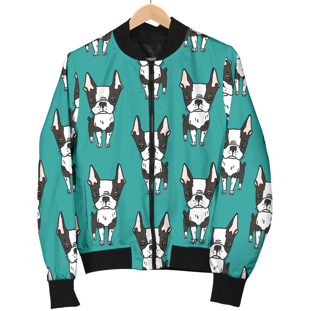 Boston Terrier Pattern Print Design 04 Men Bomber Jacket