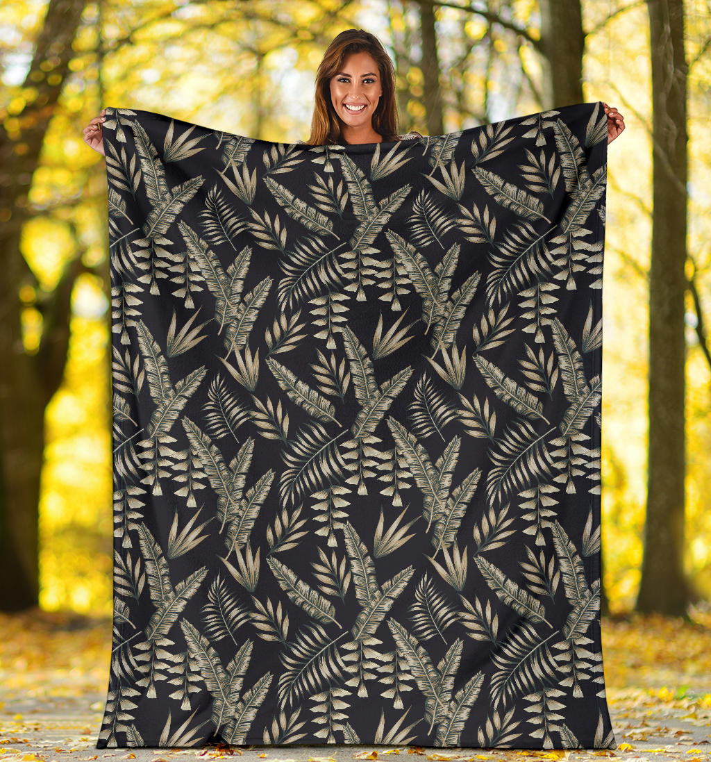 Banana Leaf Pattern Print Design 07 Premium Blanket