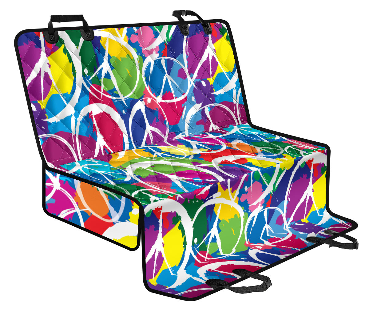 Peace Sign Colorful Pattern Print Design A02 Rear Dog Car Seat Cover Hammock