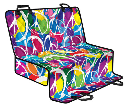 Peace Sign Colorful Pattern Print Design A02 Rear Dog Car Seat Cover Hammock