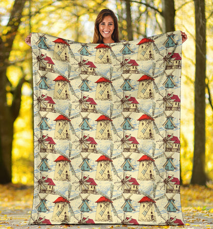 Windmill Pattern Print Design 01 Premium Blanket