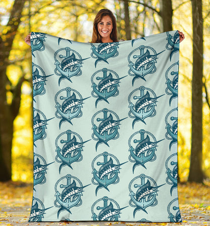 Swordfish Pattern Print Design 03 Premium Blanket