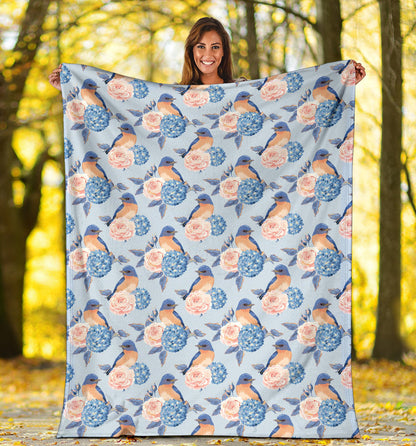 Bluebird Pattern Print Design 01 Premium Blanket