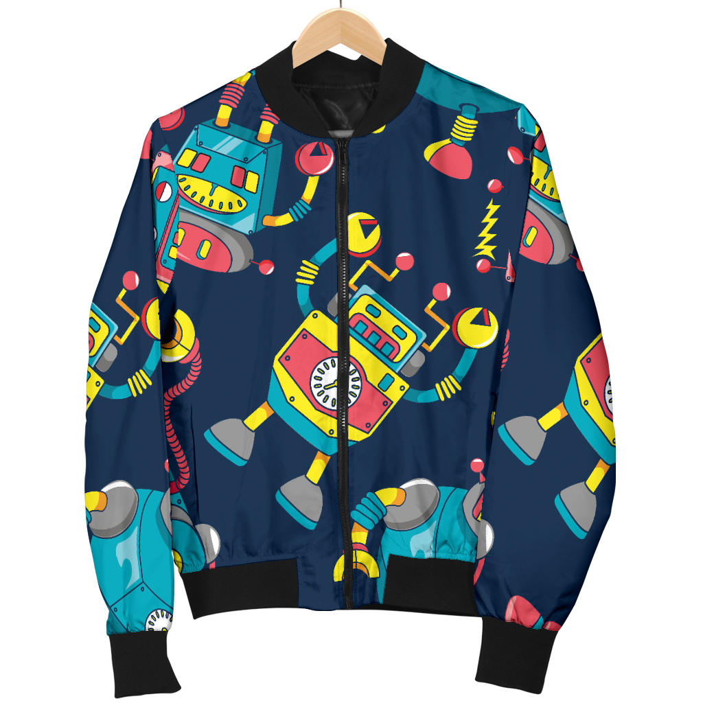 Robot Pattern Print Design A05 Men Bomber Jacket
