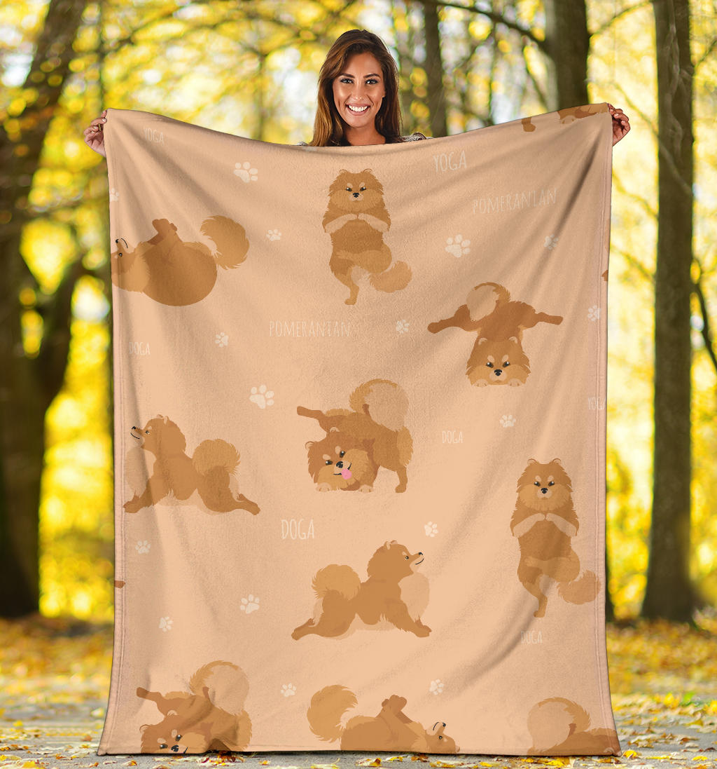 Pomeranians Pattern Print Design A06 Premium Blanket