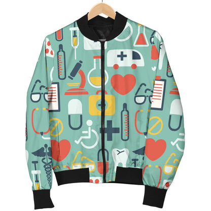 Medical Pattern Print Design 02 Men Bomber Jacket