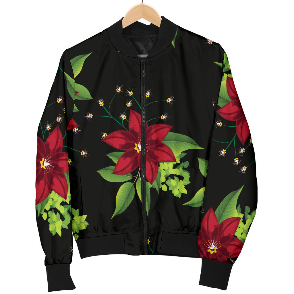 Poinsettia Pattern Print Design A01 Men Bomber Jacket