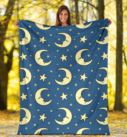 Moon Night Pattern Print Design 03 Premium Blanket