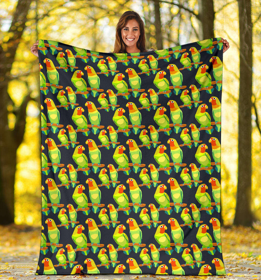 Lovebird Pattern Print Design 01 Premium Blanket