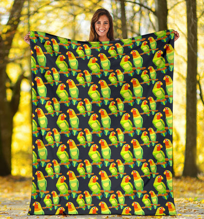 Lovebird Pattern Print Design 01 Premium Blanket