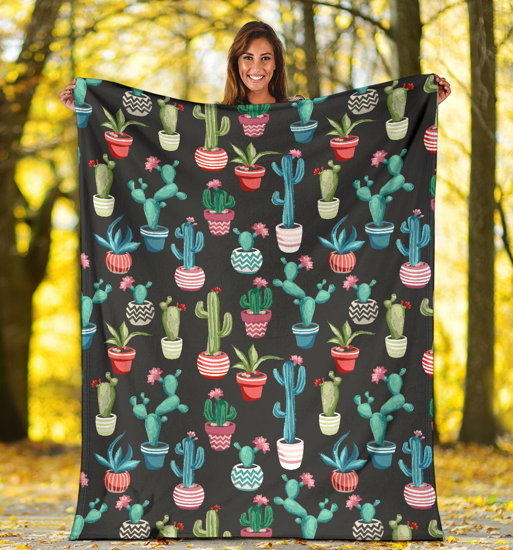 Cactus Pattern Print Design 02 Premium Blanket