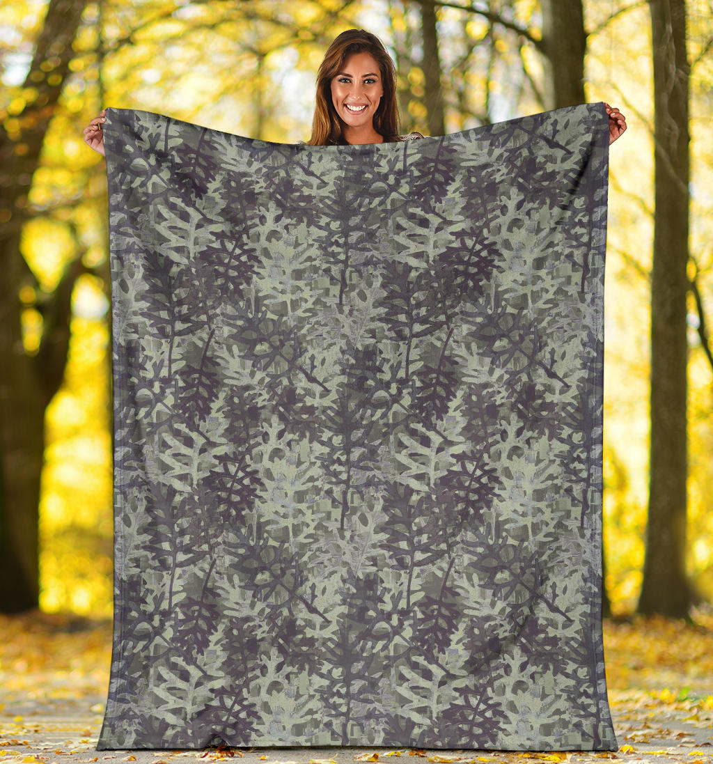 Camouflage Fern Pattern Print Design 05 Premium Blanket