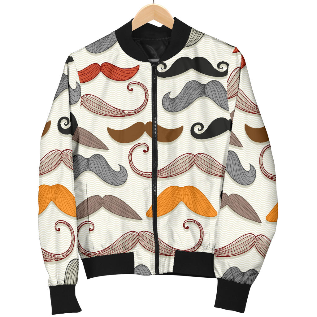 Mustache Pattern Print Design A02 Men Bomber Jacket