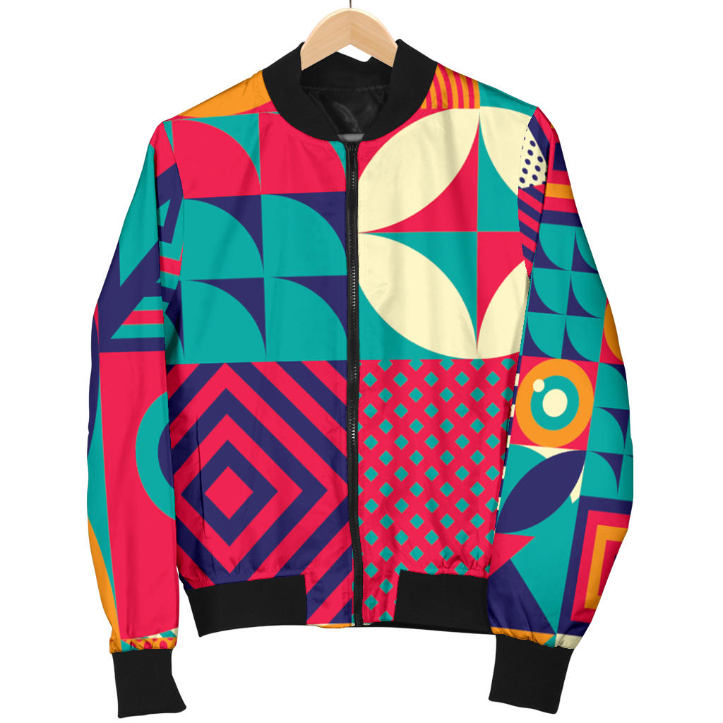 Mosaic Pattern Print Design 03 Men Bomber Jacket