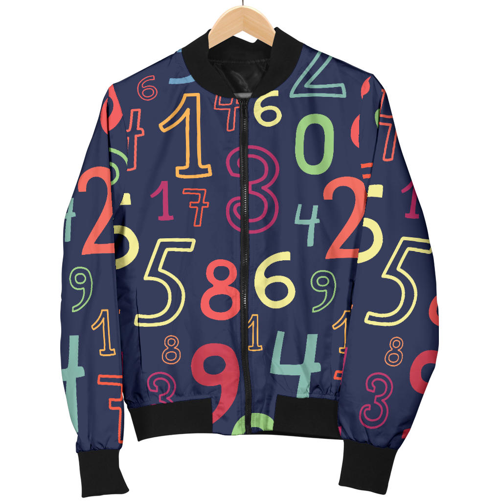 Number Pattern Print Design A01 Men Bomber Jacket