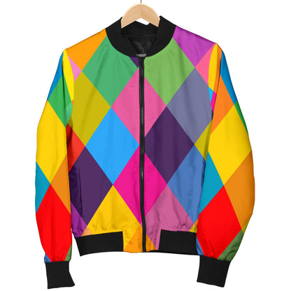Harlequin Pattern Print Design 02 Men Bomber Jacket