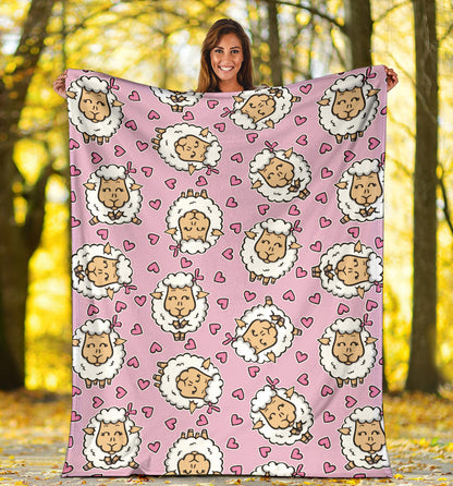 Sheep Cute Pattern Print Design 01 Premium Blanket