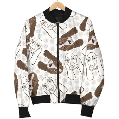 Basset Hound Pattern Print Design 01 Men Bomber Jacket