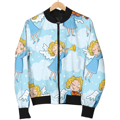 Angel Musician Pattern Print Design 09 Men Bomber Jacket
