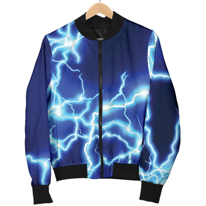 Lightning Thunder Pattern Print Design 04 Men Bomber Jacket