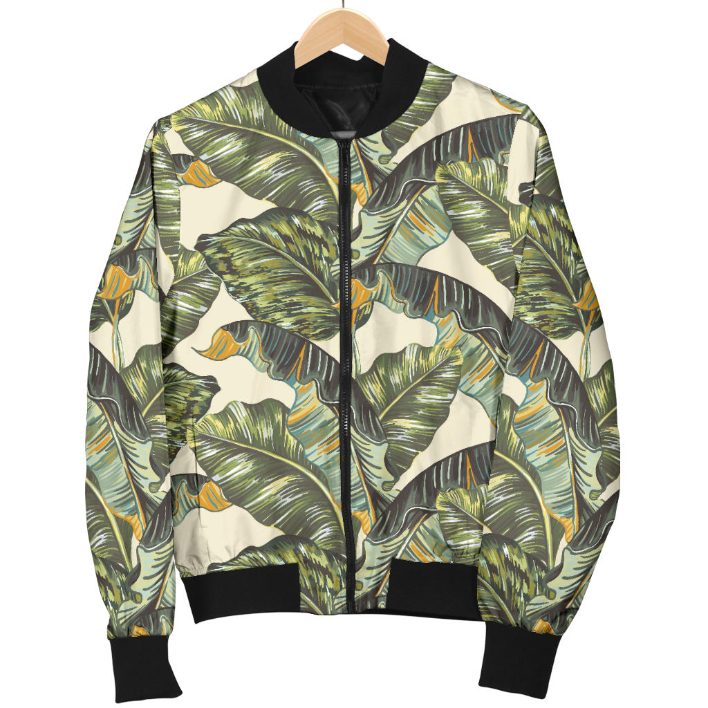 Banana Leaf Pattern Print Design 04 Men Bomber Jacket