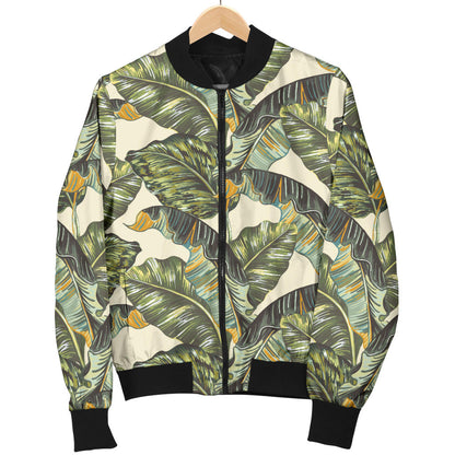 Banana Leaf Pattern Print Design 04 Men Bomber Jacket