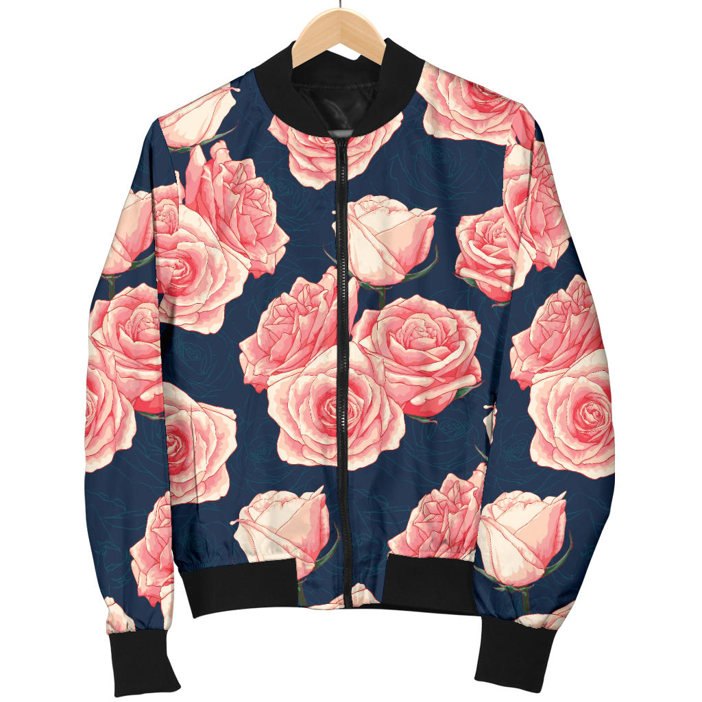 Rose Pattern Print Design A03 Men Bomber Jacket