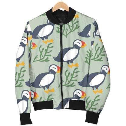 Puffin Pattern Print Design A04 Men Bomber Jacket