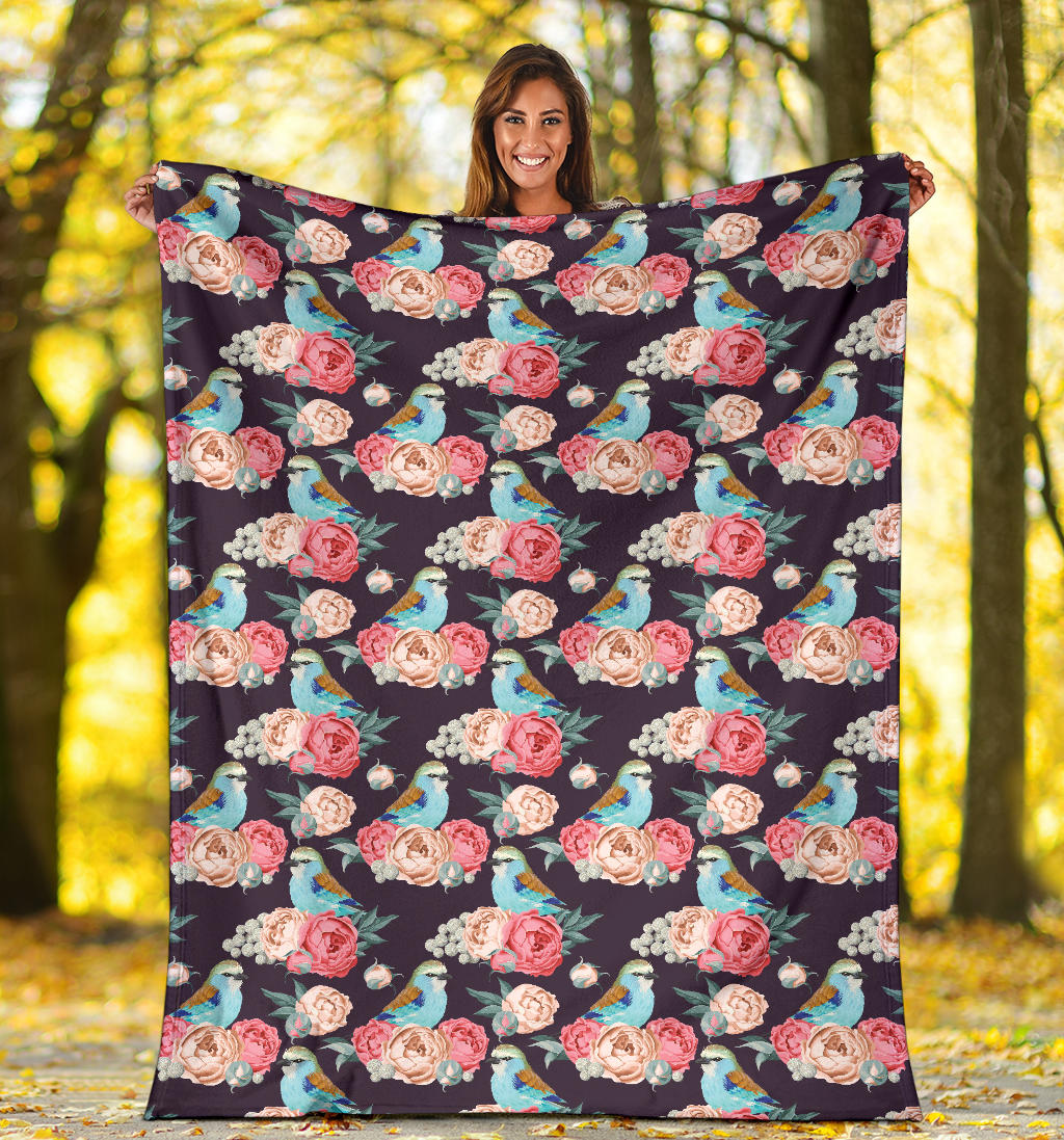 Bluebird Pattern Print Design 02 Premium Blanket