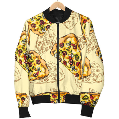 Pizza Pattern Print Design A01 Men Bomber Jacket