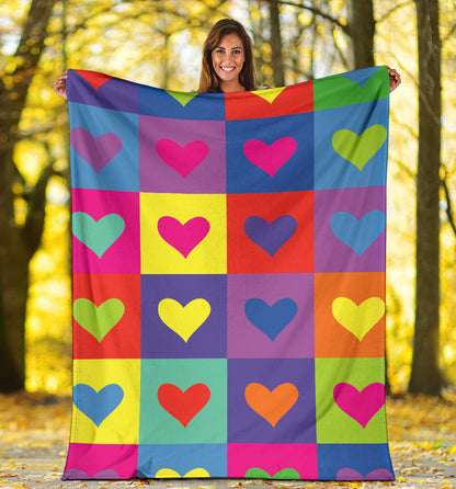 Pop Art Heart Pattern Print Design A01 Premium Blanket