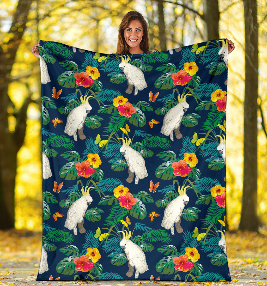 Cockatoo Tropical Pattern Print Design 02 Premium Blanket
