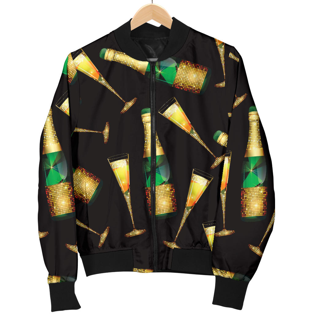 Champagne Pattern Print Design 02 Men Bomber Jacket