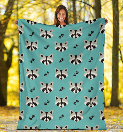 Raccoon Pattern Print Design A01 Premium Blanket