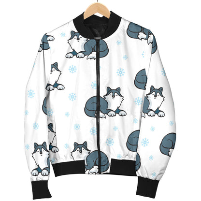 Alaskan Malamute Pattern Print Design 03 Men Bomber Jacket