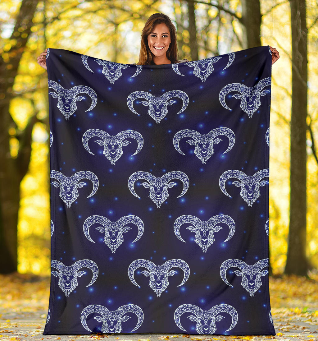 Aries Zodiac Pattern Print Design 01 Premium Blanket