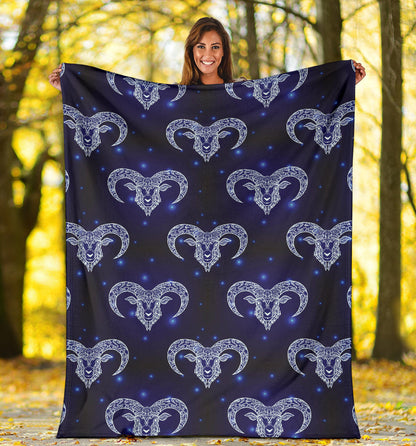 Aries Zodiac Pattern Print Design 01 Premium Blanket