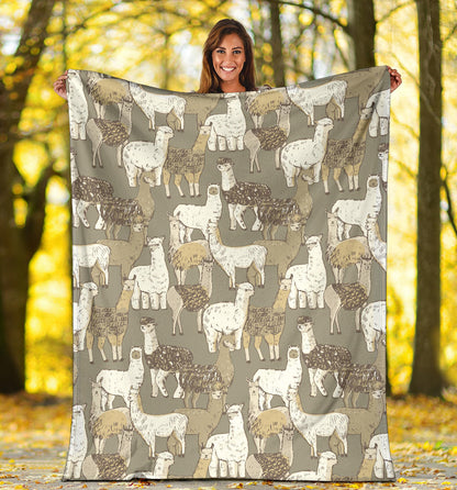 Alpaca Pattern Print Design 01 Premium Blanket
