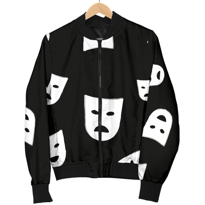 Acting Mask Pattern Print Design 03 Men Bomber Jacket