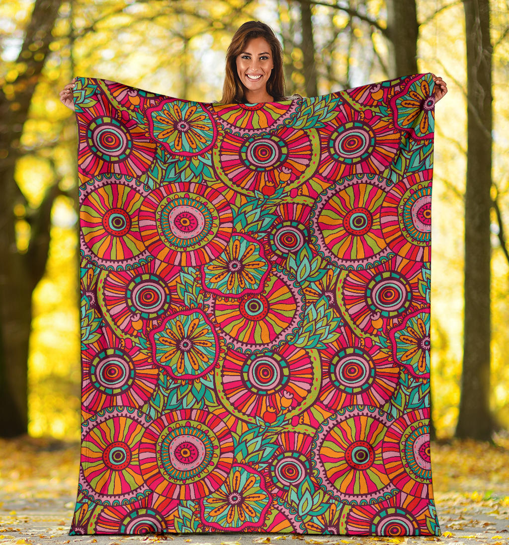 Boho Pattern Print Design 01 Premium Blanket