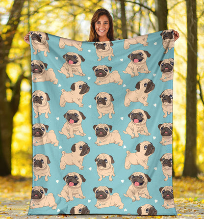 Pug Pattern Print Design A03 Premium Blanket