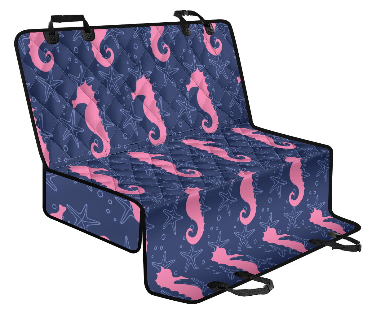 SeaHorse Pink Pattern Print Design 02 Rear Dog Car Seat Cover Hammock
