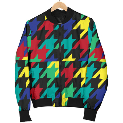 Houndstooth Colorful Pattern Print Design 02 Men Bomber Jacket