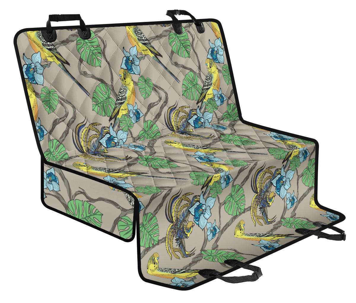 Parakeet Pattern Print Design A02 Rear Dog Car Seat Cover Hammock