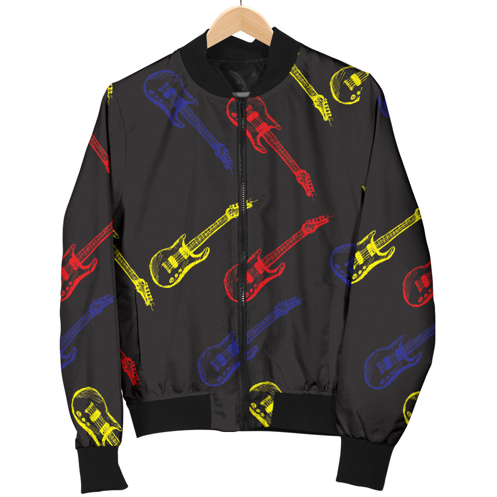 Electric Guitar Pattern Print Design 03 Men Bomber Jacket