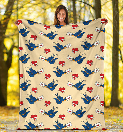 Swallow Bird Pattern Print Design 05 Premium Blanket