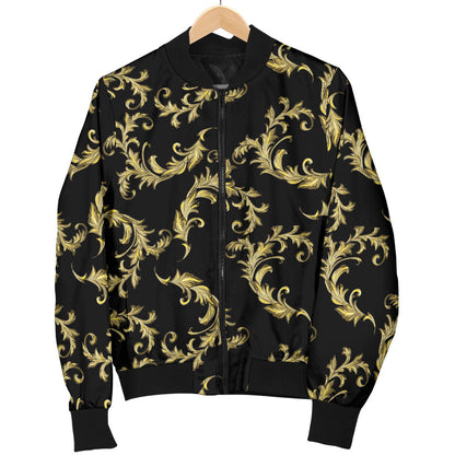 Baroque Golden Pattern Print Design 01 Men Bomber Jacket