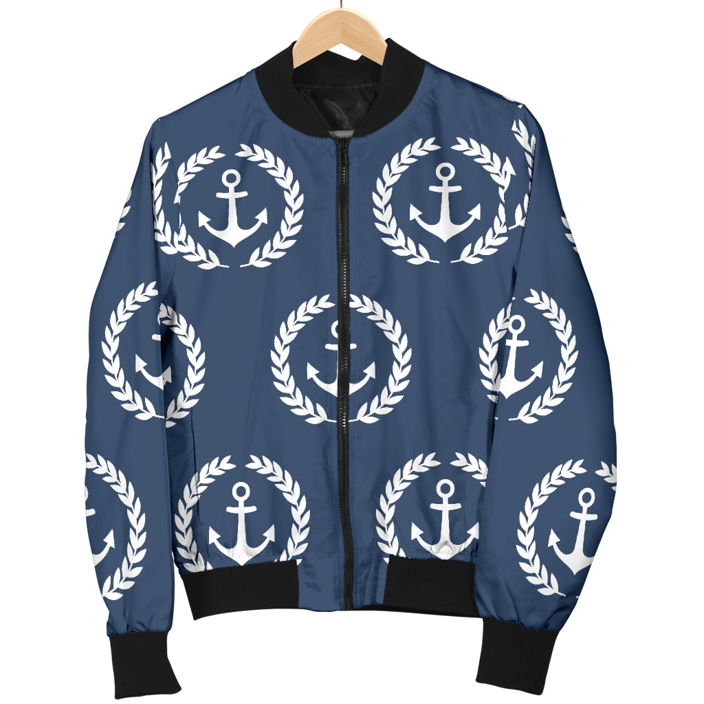 Anchor Pattern Print Design 04 Men Bomber Jacket