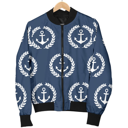 Anchor Pattern Print Design 04 Men Bomber Jacket